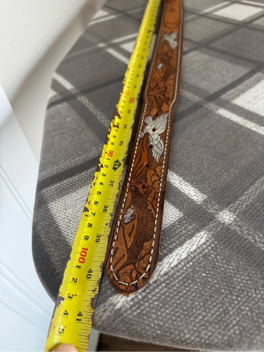 vintage zee series western leather belt with award design medals rodeo buckle ea